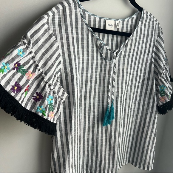 Rafaella Tie Front Short Sleeve Blouse - Large - Picture 7 of 8